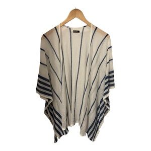 Women’s Kimono Cream Blue Stripped Open Front Size L/XL
